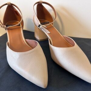 Angel Alaron block leather strap heels